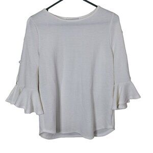 Green‎ Envelope Los Angeles Blouse Button Ruffle Sleeves Cold Shoulder Womens S